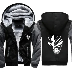 Ciepła męska bluza z kapturem na zamek Blackgrey sishk002d