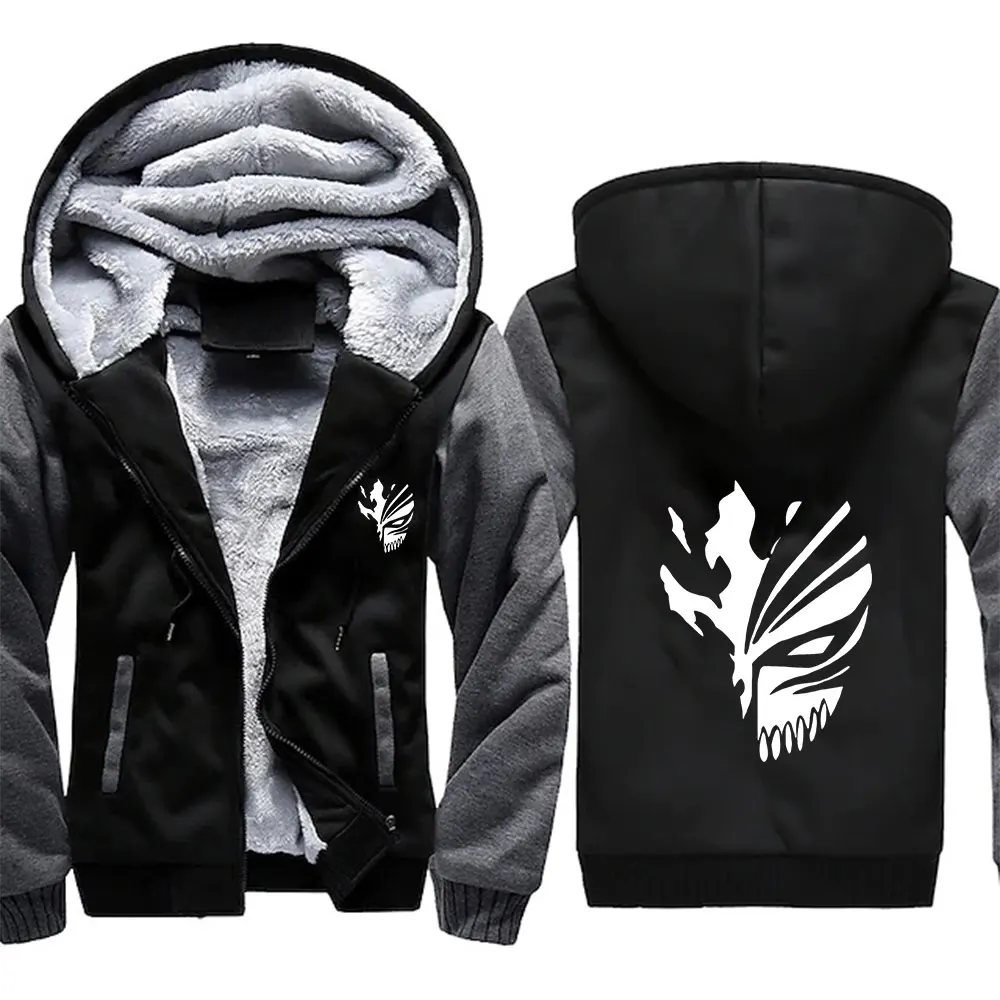 Ciepła męska bluza z kapturem na zamek Blackgrey sishk002d
