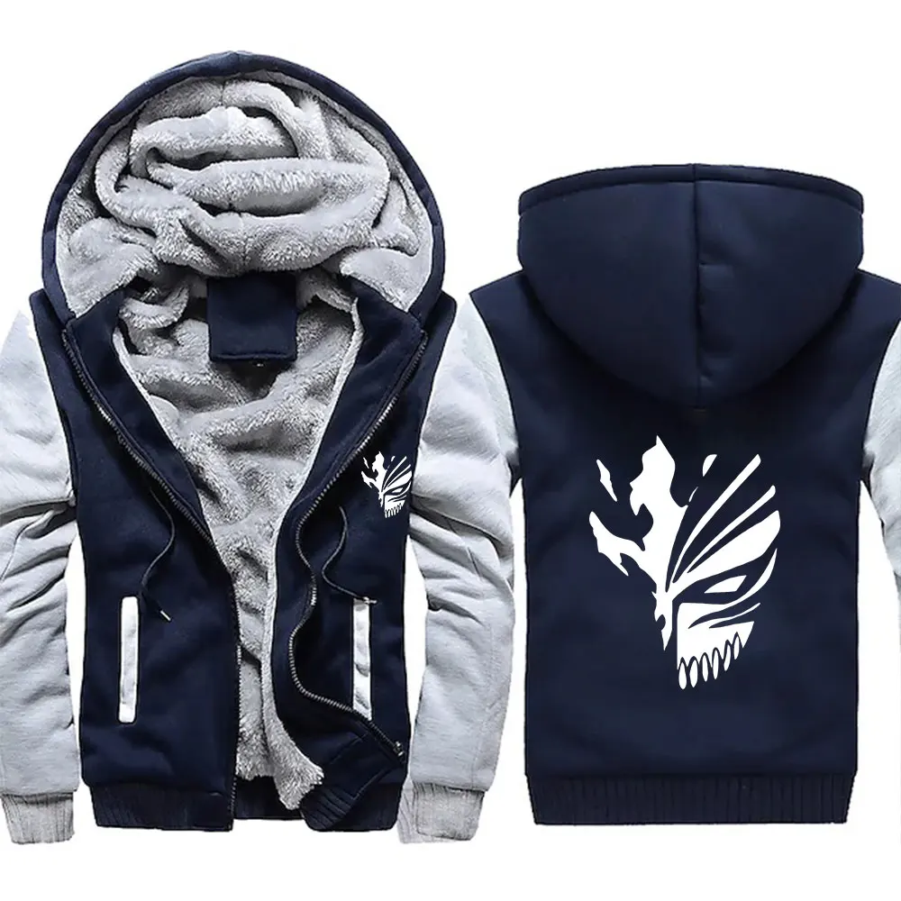 Ciepła męska bluza z kapturem na zamek Bluegrey