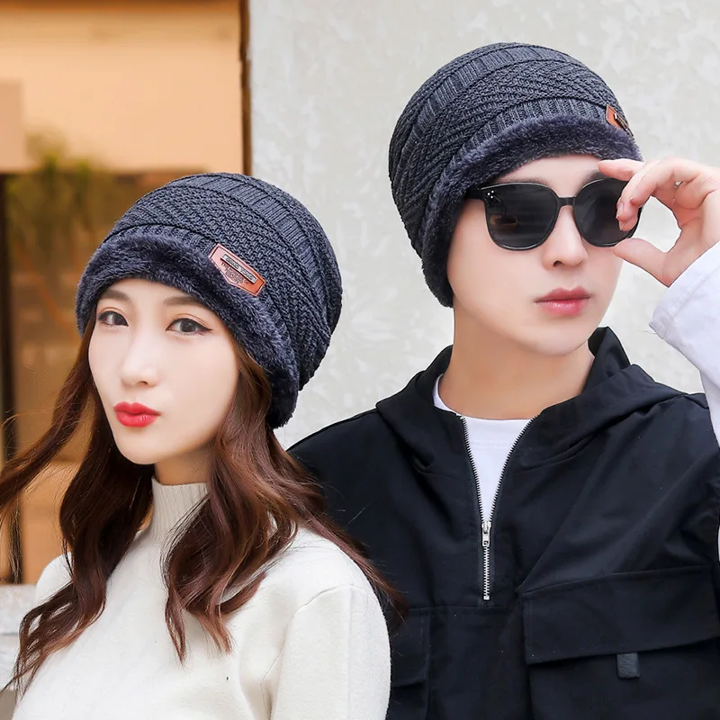 Ciepła zimowa czapka beanie z dzianiny unisex Ciemnoszary