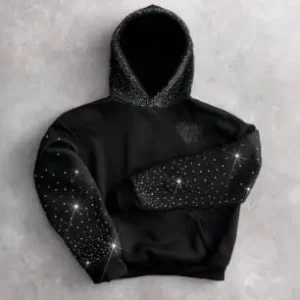 Ciepły sweter z haftem 3D i cyrkoniami - unisex Hei