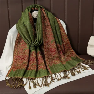 Ciepły szal damski pashmina ze wzorem żakardowym T102 18