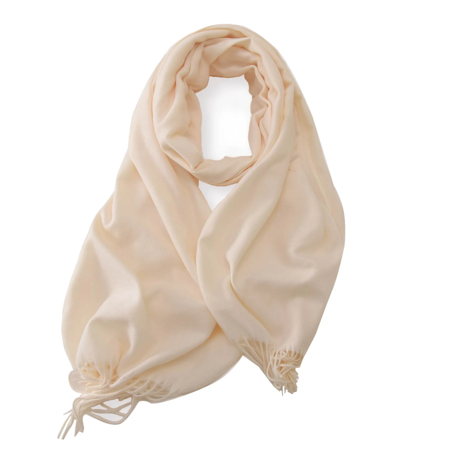 Ciepły szalik zimowy z frędzlami unisex pashmina Biały