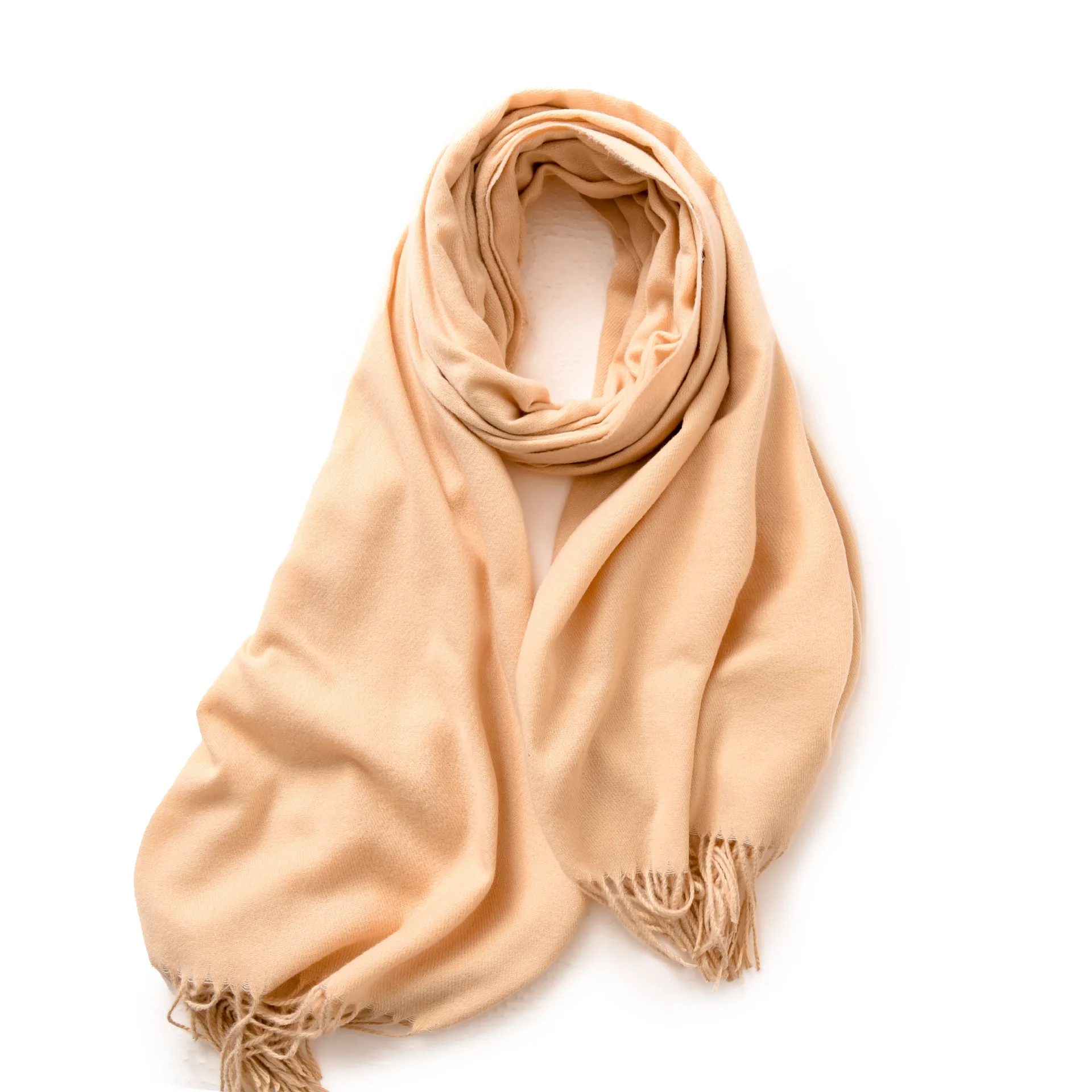 Ciepły szalik zimowy z frędzlami unisex pashmina Khaki