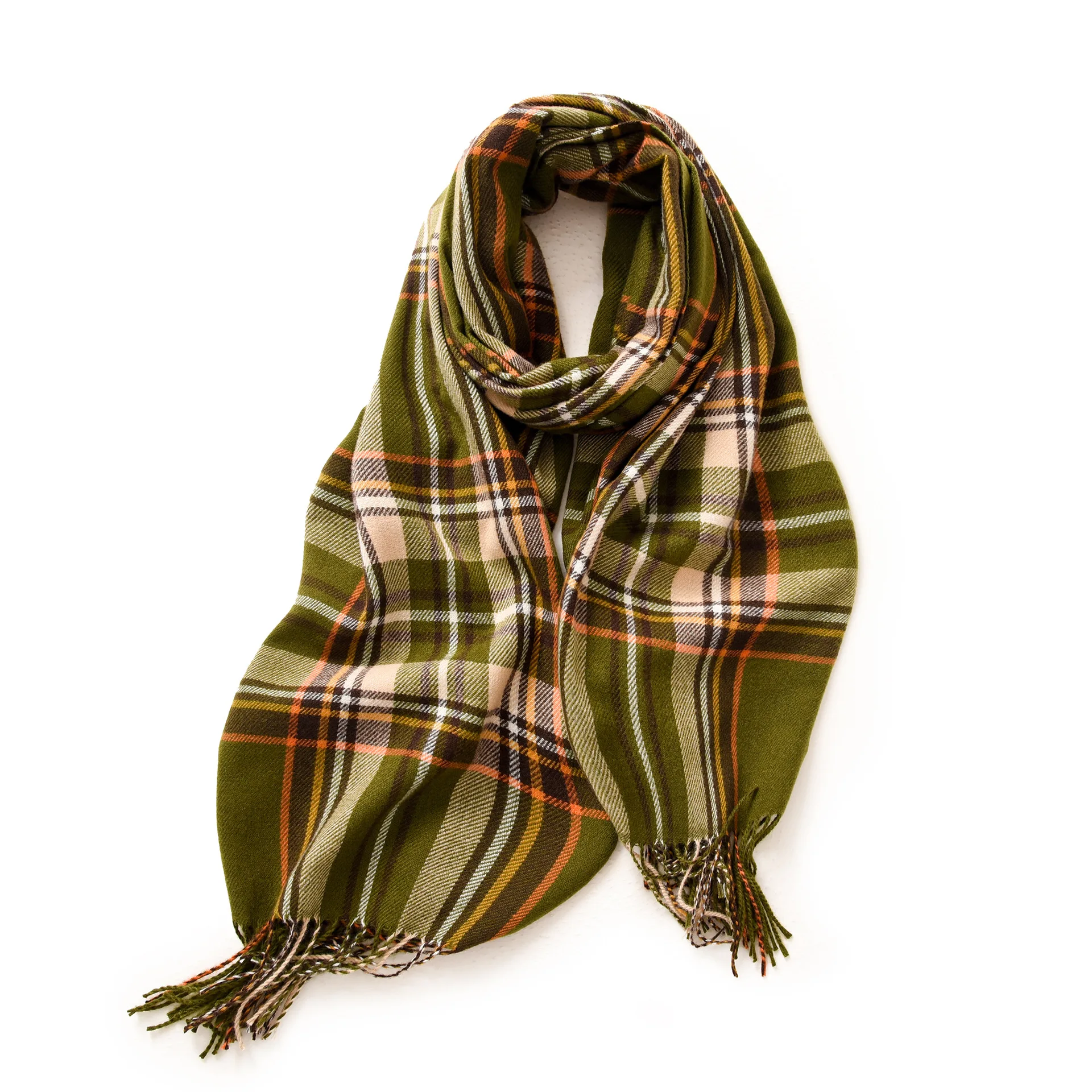 Ciepły szalik zimowy z frędzlami unisex pashmina Zielony