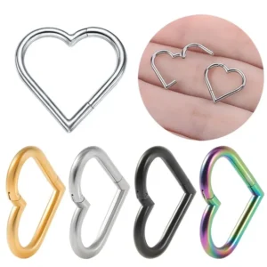 Clicker serce ze stali do piercingu ucha i nosa Szary