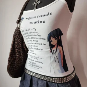 Crop top anime grunge Y2K – gotycki gorset camisole dla dziewczyn emo Biały