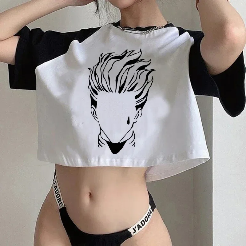 Crop top damski z nadrukiem anime Hunter x Hunter 13001