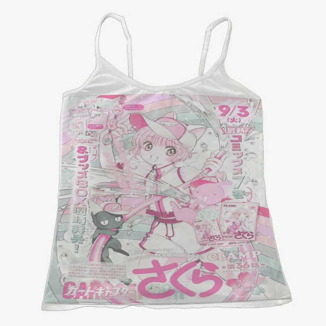 Crop top damski na ramiączkach – estetyczny letni top w stylu Harajuku Królewski niebieski