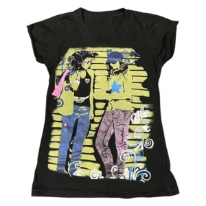 Crop top Emo Y2K Gothic streetwear – bluzka damska z nadrukiem Niebieski