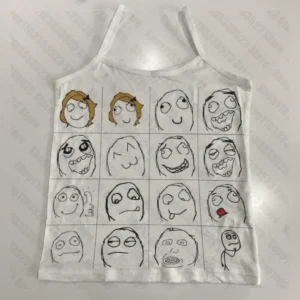 Crop top Kawaii Punk streetwear Y2K damski krótki Biały