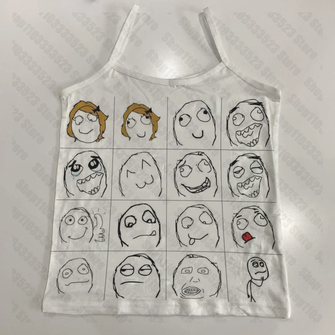 Crop top Kawaii Punk streetwear Y2K damski krótki Biały