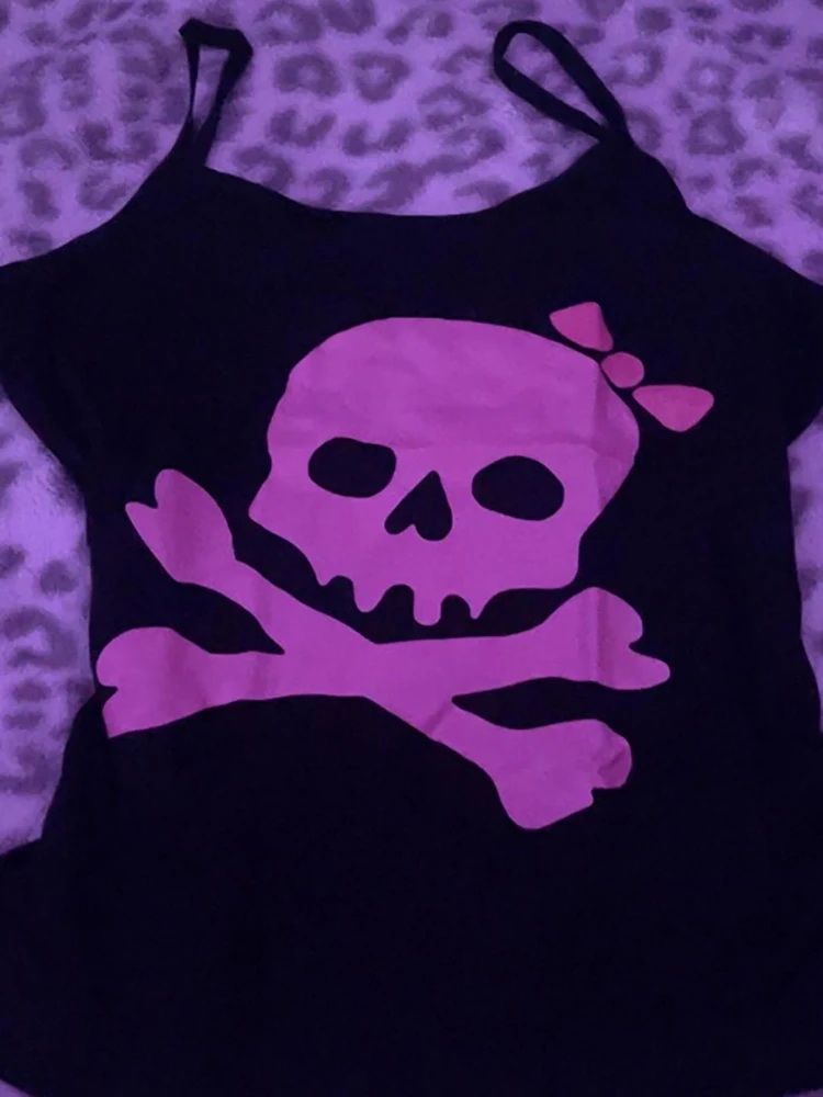Crop top na ramiączkach w stylu Y2K Grunge damski gorsetowy Czarny