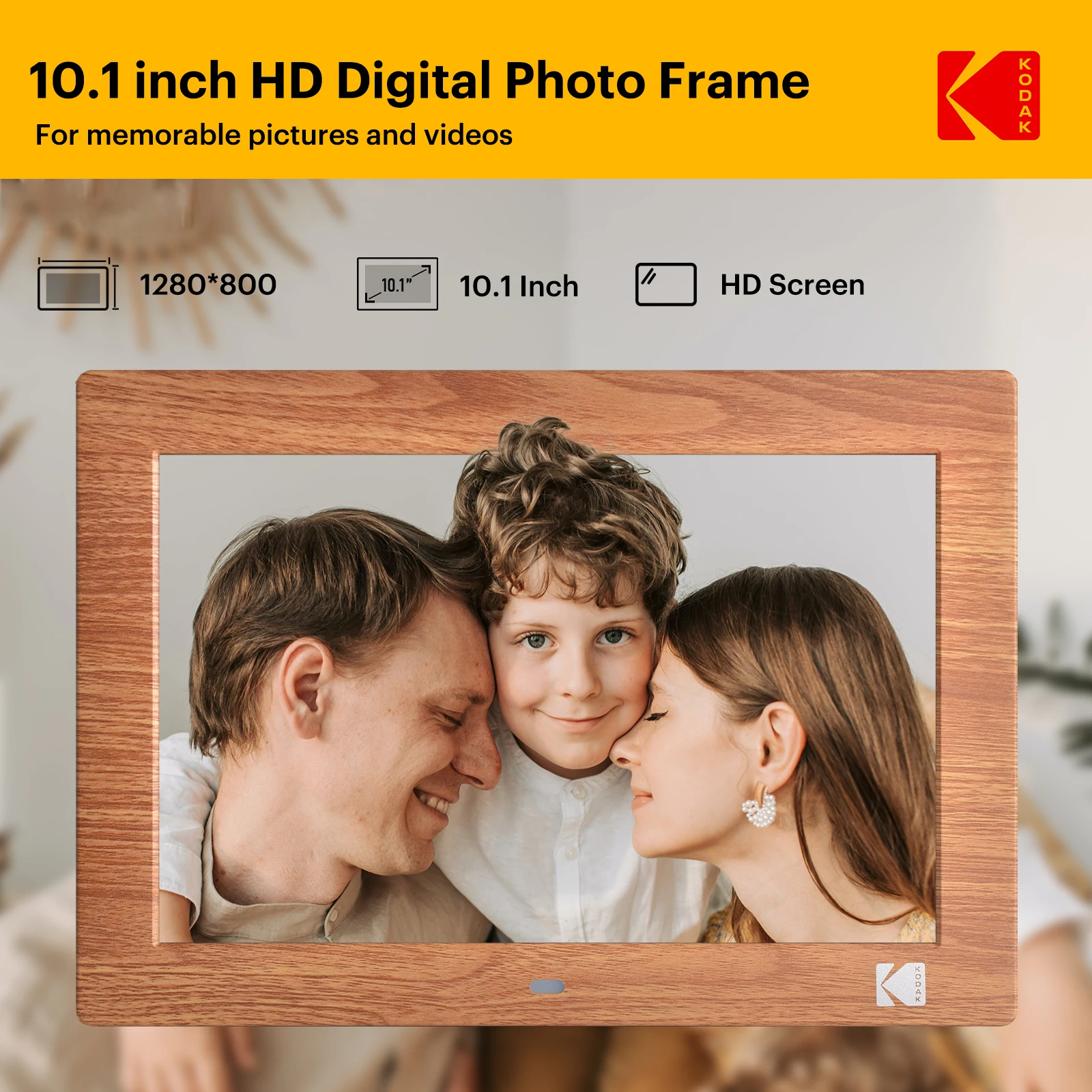 Cyfrowa ramka na zdjęcia 10,1 cala HD z pilotem Rdpf 1028c wood