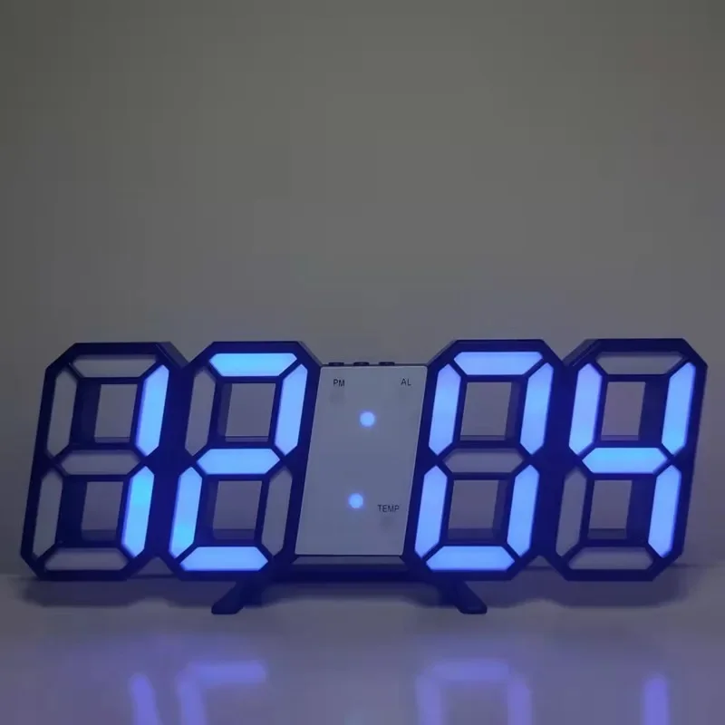 Cyfrowy zegar ścienny LED z budzikiem - dekoracja Różowy