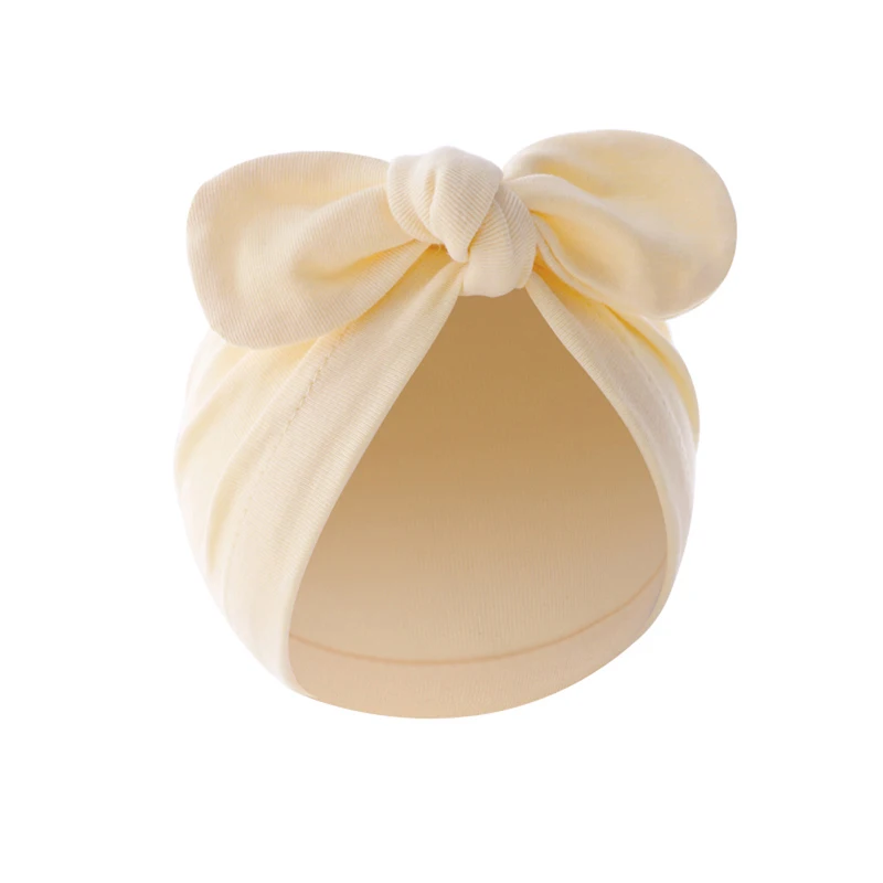 Czapeczka niemowlęca turban z kokardką Beżowy