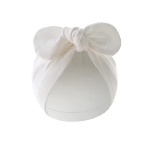 Czapeczka niemowlęca turban z kokardką Biały