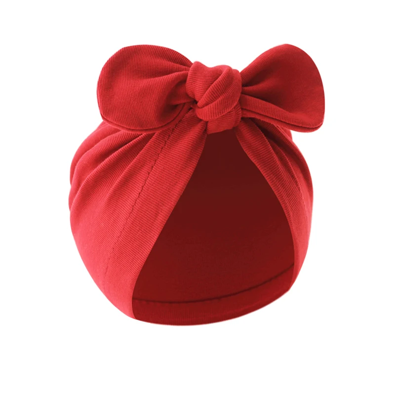 Czapeczka niemowlęca turban z kokardką Czerwony