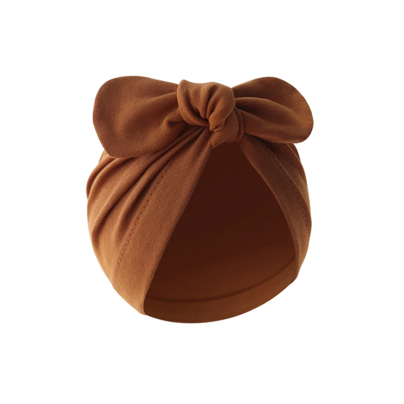 Czapeczka niemowlęca turban z kokardką Kawa