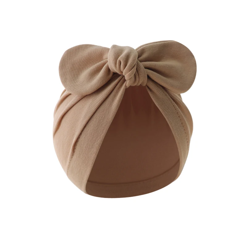 Czapeczka niemowlęca turban z kokardką Khaki