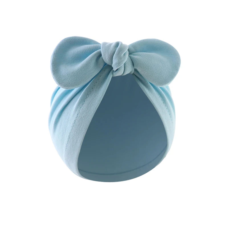 Czapeczka niemowlęca turban z kokardką Niebieski