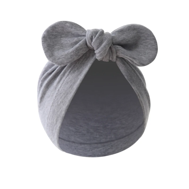 Czapeczka niemowlęca turban z kokardką Szary