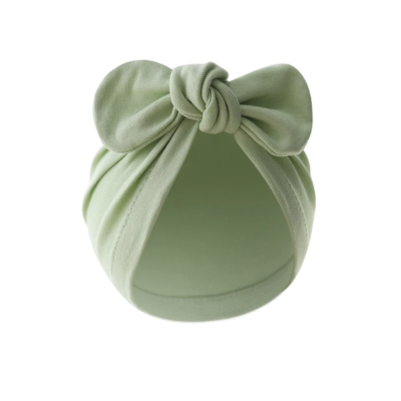 Czapeczka niemowlęca turban z kokardką Zielony