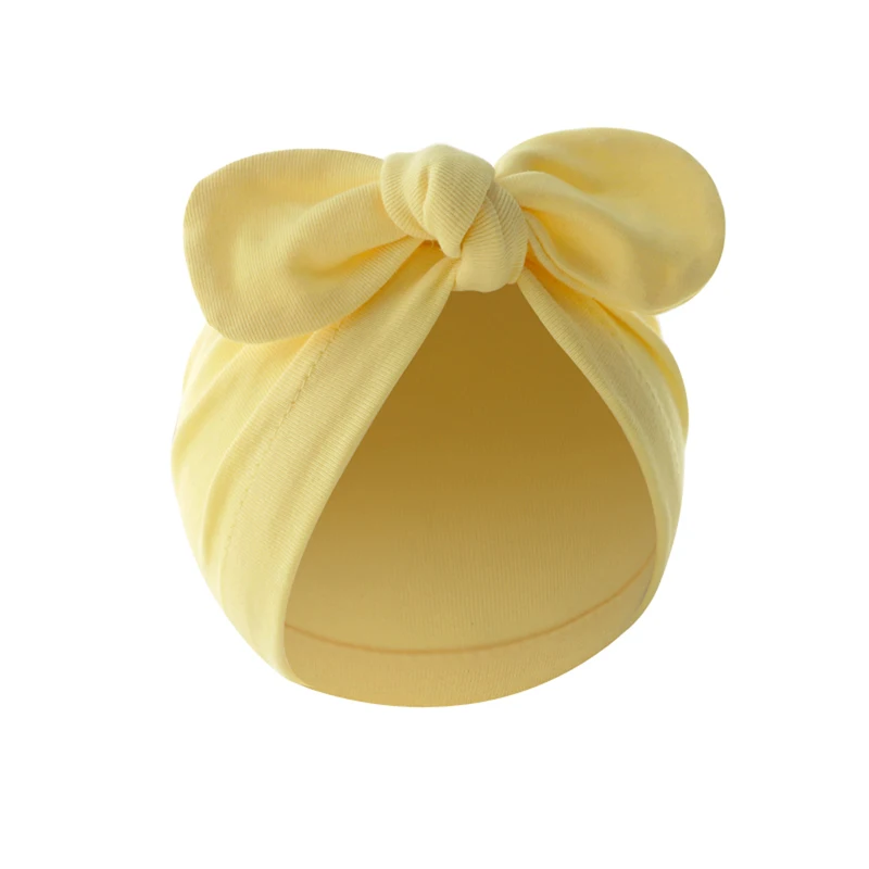 Czapeczka niemowlęca turban z kokardką żółty