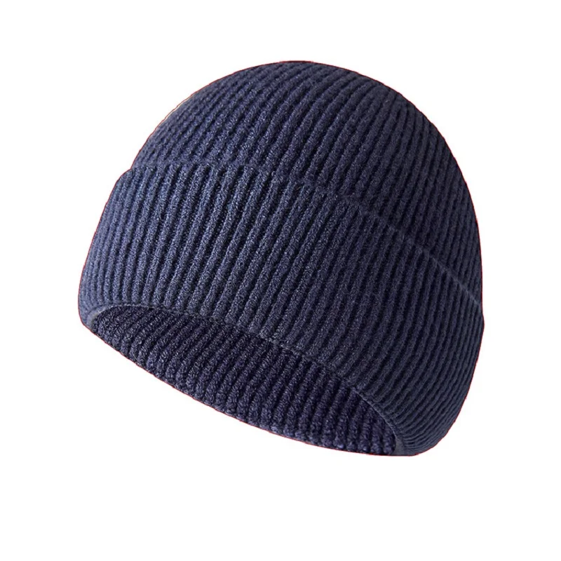 Czapka beanie bezszwowa zimowa unisex Ciemnoniebieski