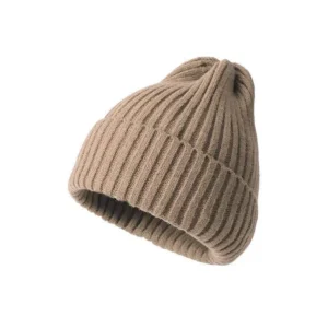 Czapka beanie z dzianiny, jednokolorowa czapka jesienna unisex Khaki