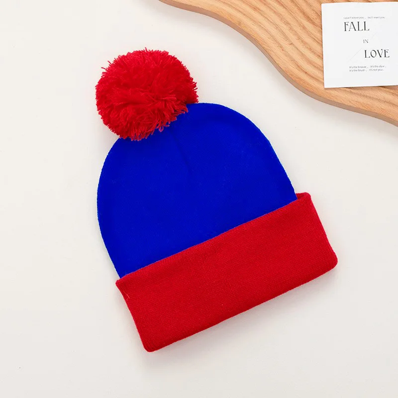Czapka beanie z dzianiny unisex - jednolite kolory pastelowe Niebieski