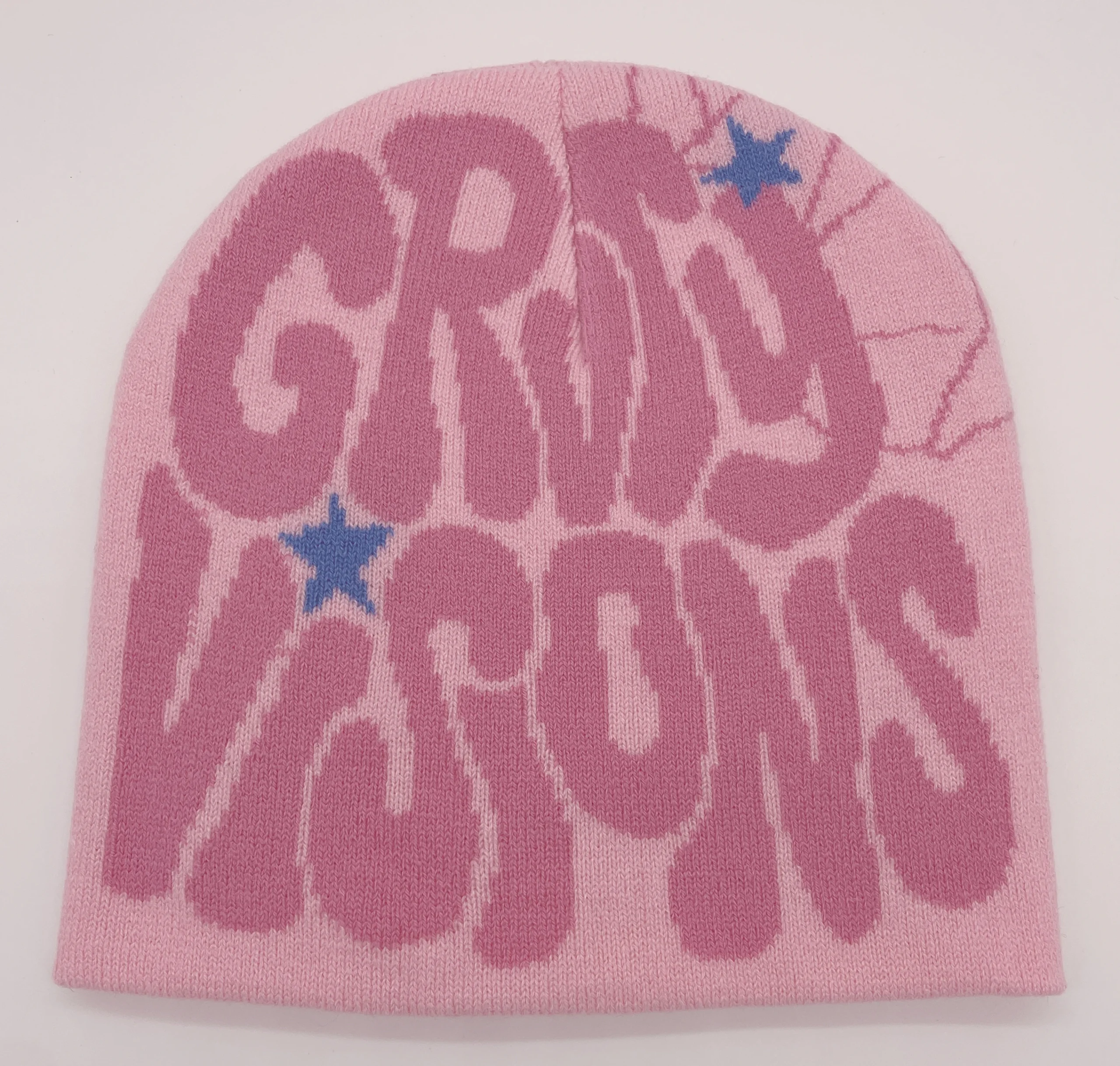 Czapka beanie dzianinowa, krótka czapka miejska w stylu hip-hop 123pink