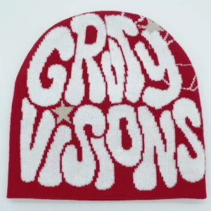 Czapka beanie dzianinowa, krótka czapka miejska w stylu hip-hop Czerwony