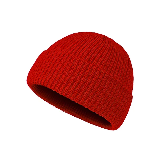 Czapka beanie dzianinowa unisex, ciepła czapka jesienno-zimowa Czerwony