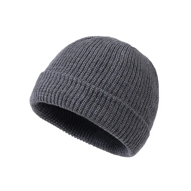 Czapka beanie dzianinowa unisex, ciepła czapka jesienno-zimowa Szary