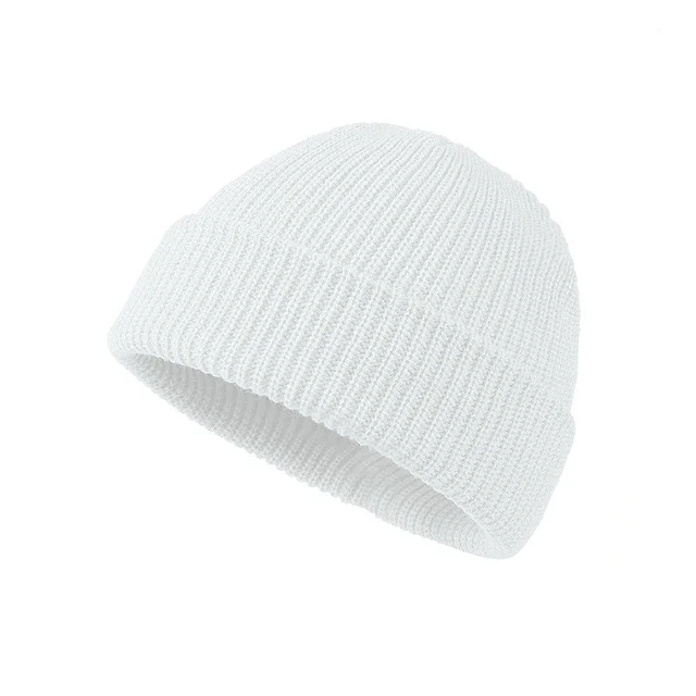 Czapka beanie dzianinowa unisex, ciepła czapka jesienno-zimowa Biały