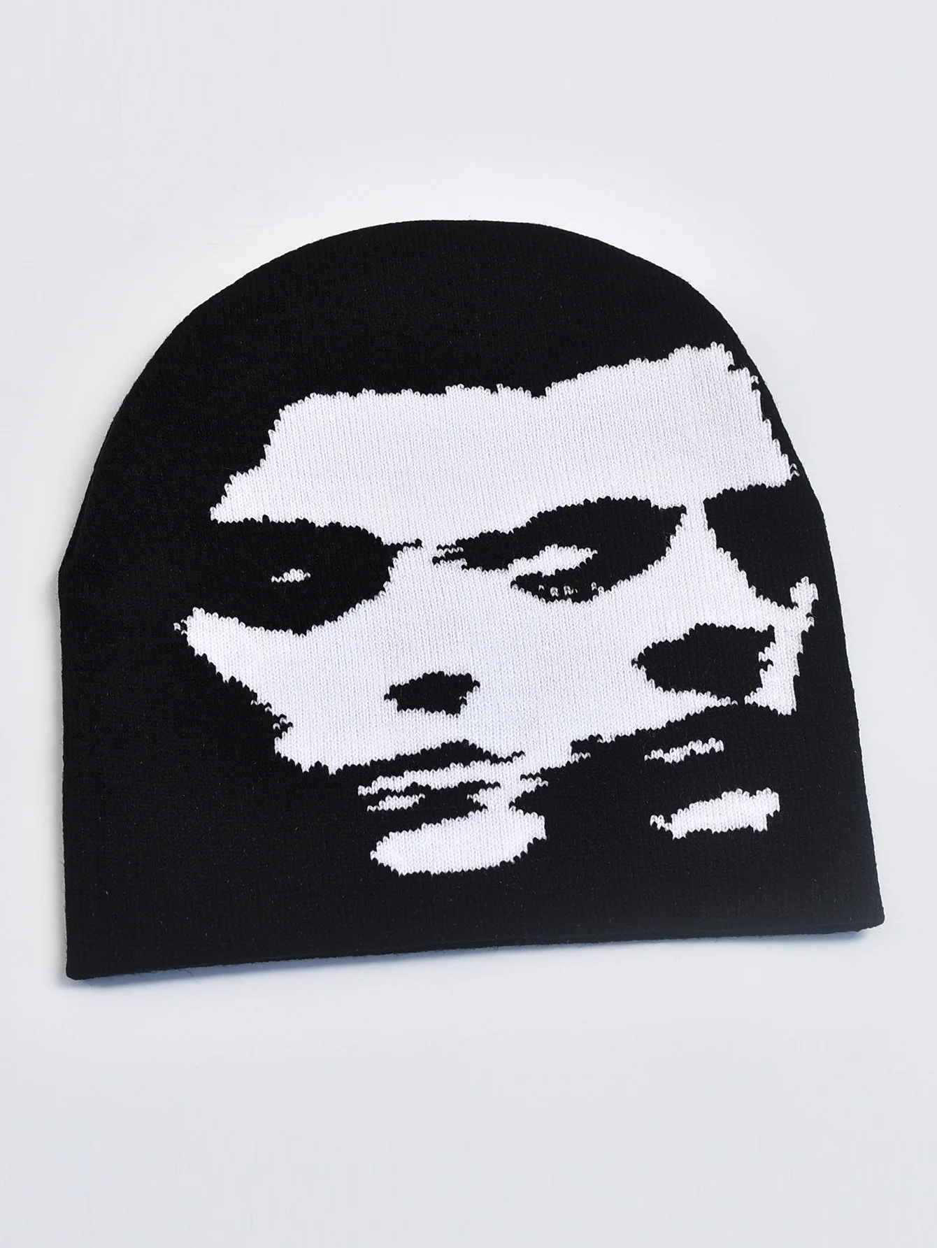 Czapka beanie dziewiarska Y2k goth ciepła zimowa Black01