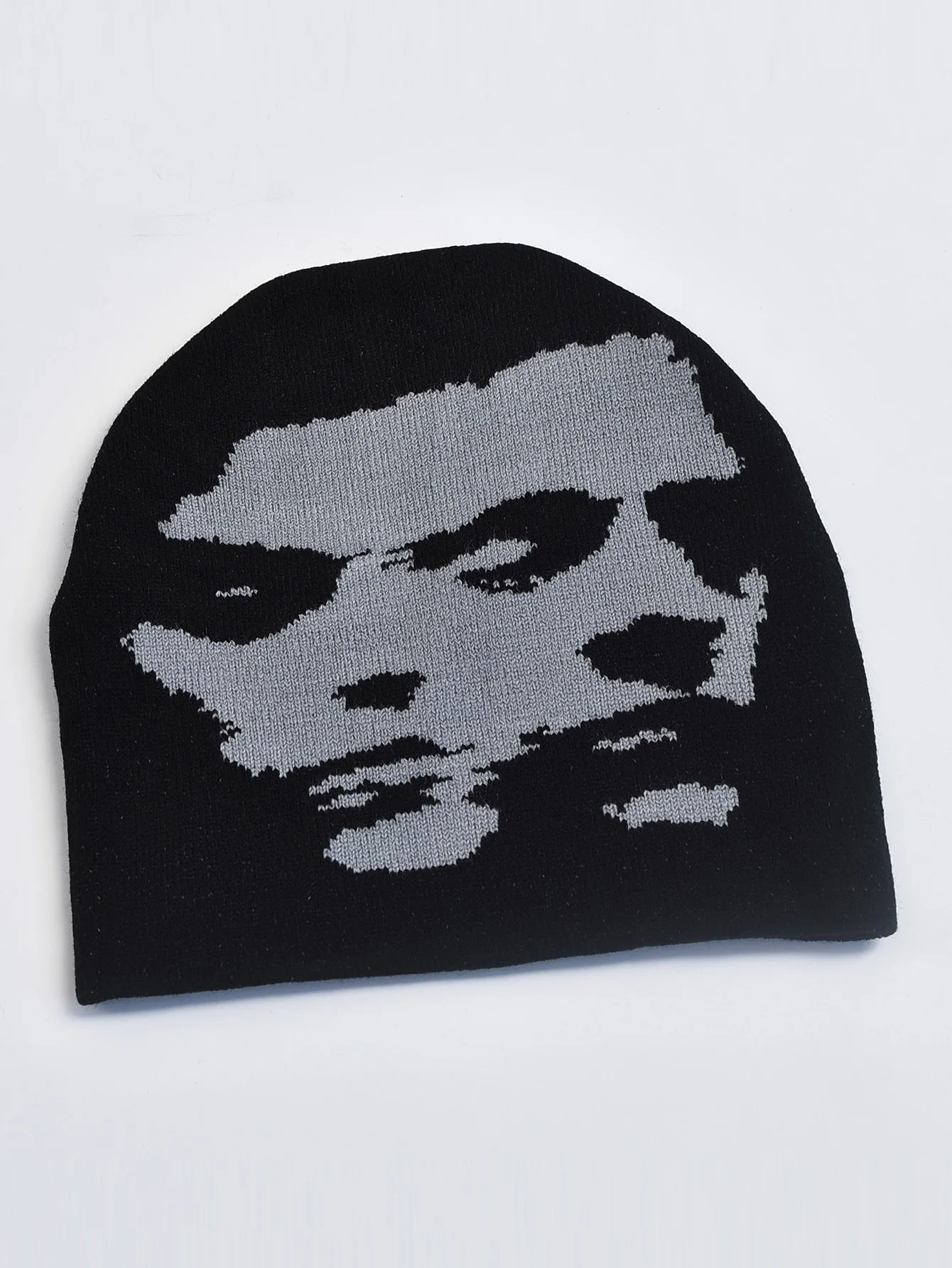 Czapka beanie dziewiarska Y2k goth ciepła zimowa Black02