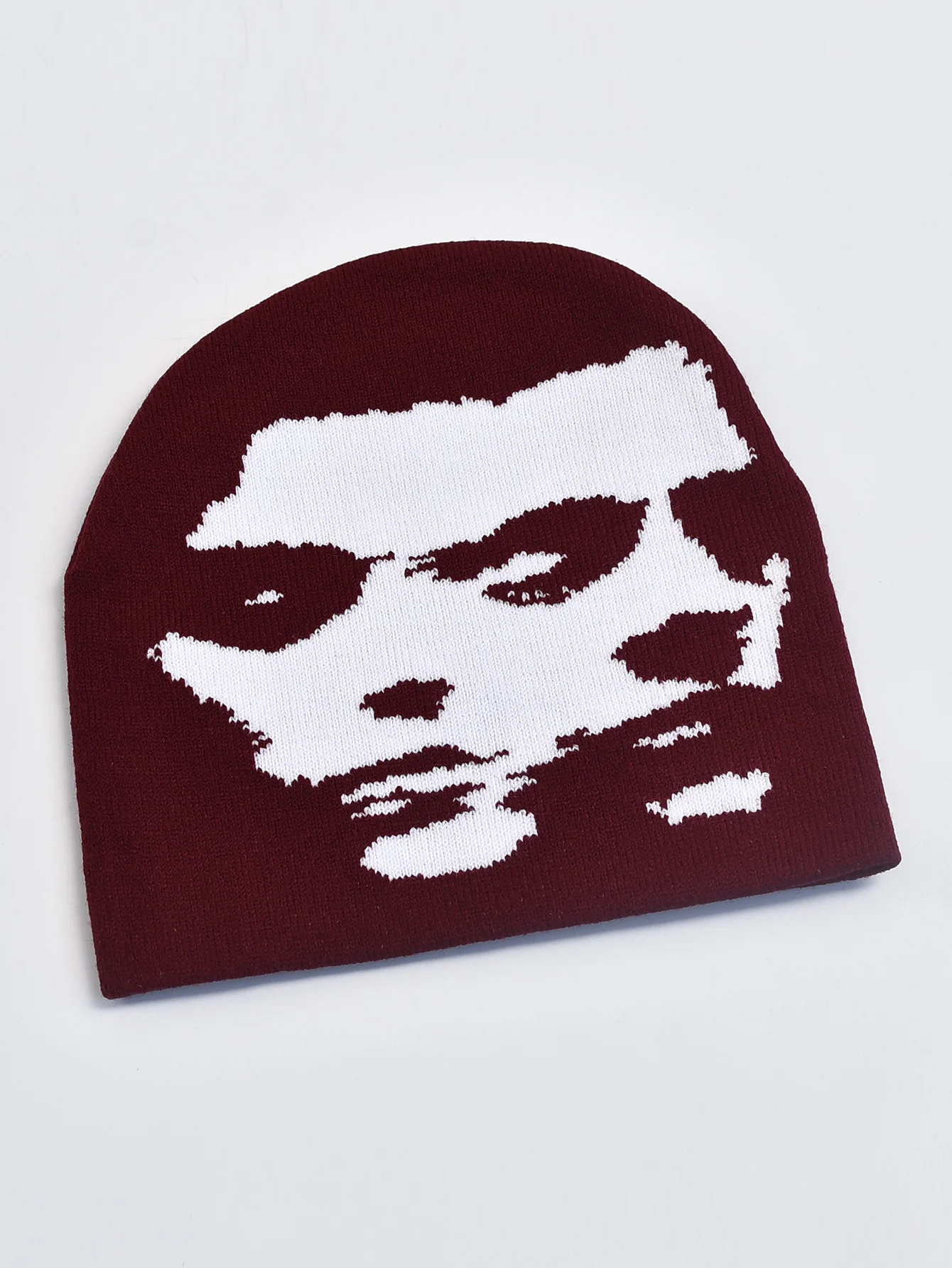 Czapka beanie dziewiarska Y2k goth ciepła zimowa Bordowy