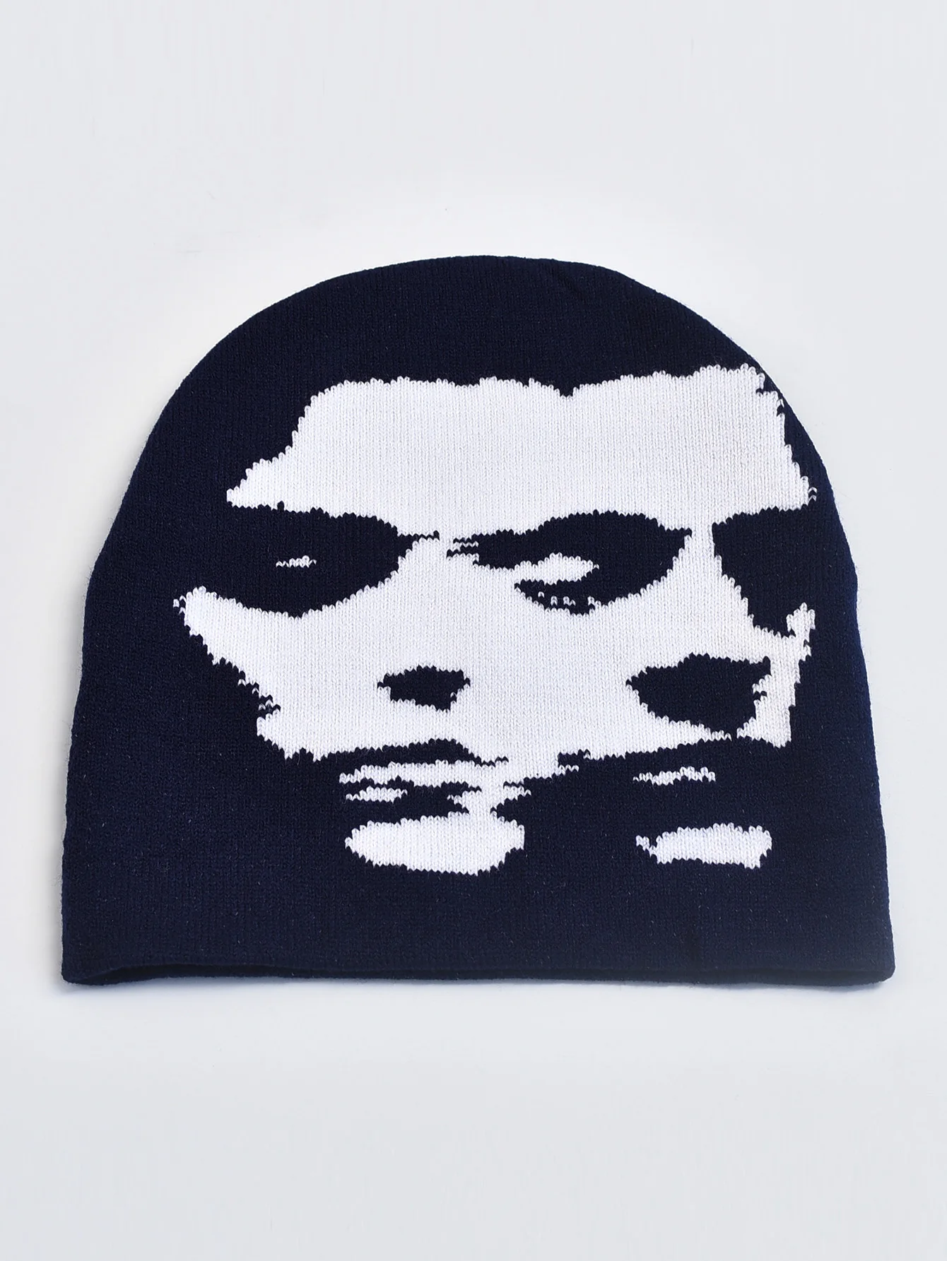Czapka beanie dziewiarska Y2k goth ciepła zimowa Granatowy