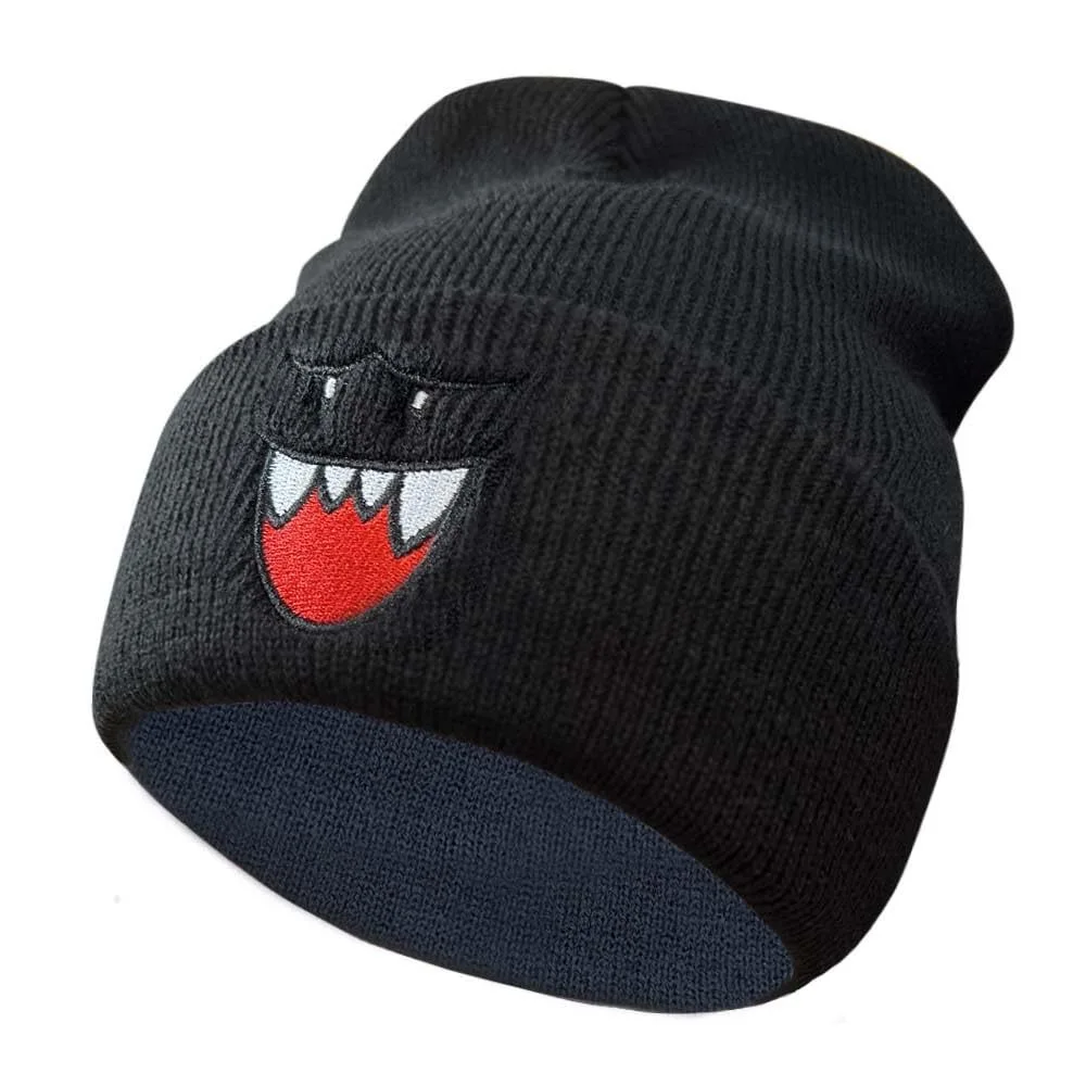 Czapka beanie z haftem uśmiechniętej buźki Czarny