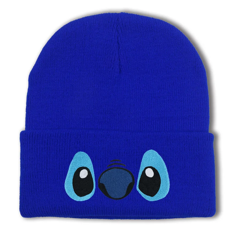 Czapka beanie z haftem wielkich oczu unisex Niebieski