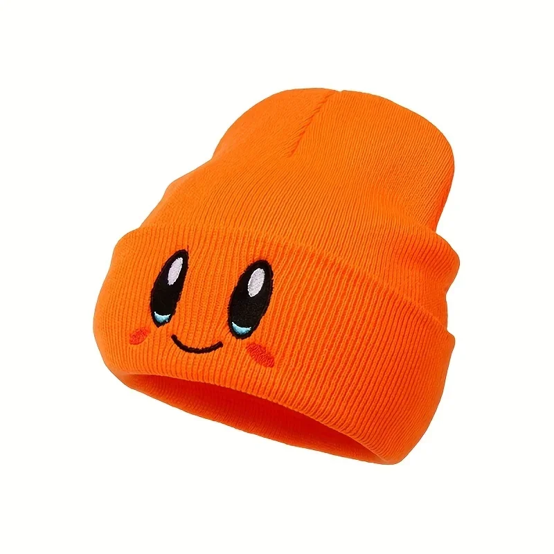 Czapka beanie z haftem wielkich oczu unisex Pomarańczowy