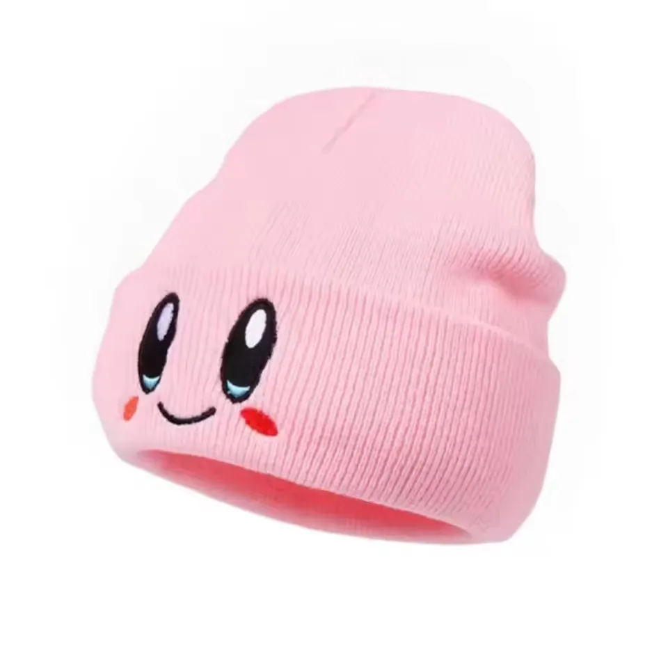 Czapka beanie z haftem wielkich oczu unisex Różowy