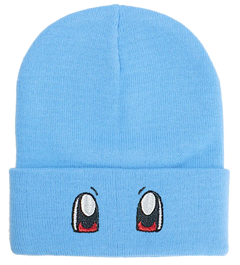 Czapka beanie z haftem wielkich oczu unisex Błękitny