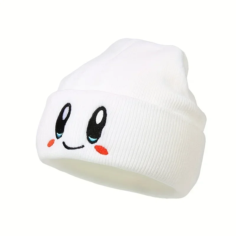 Czapka beanie z haftem wielkich oczu unisex Biały