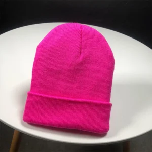 Czapka beanie unisex dzianinowa na jesień i zimę Fioletowy