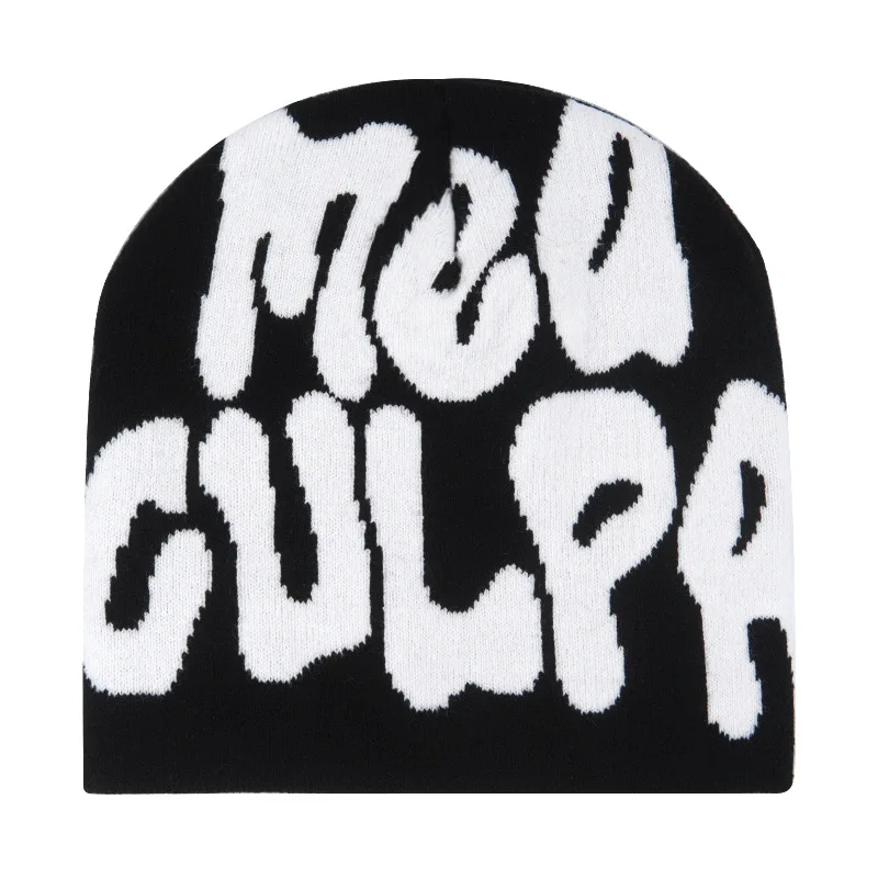 Czapka beanie Y2K dziergana z napisem unisex Y2k 06 01
