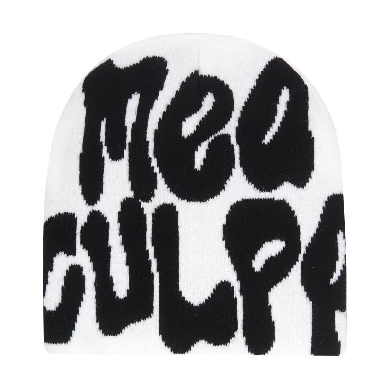 Czapka beanie Y2K dziergana z napisem unisex Y2k 06 02