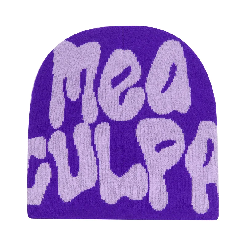 Czapka beanie Y2K dziergana z napisem unisex Y2k 06 03